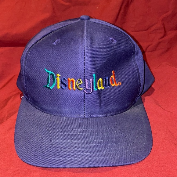 Vintage 90s Disneyland Rainbow Snapback Hat Purple Cap - Picture 1 of 4
